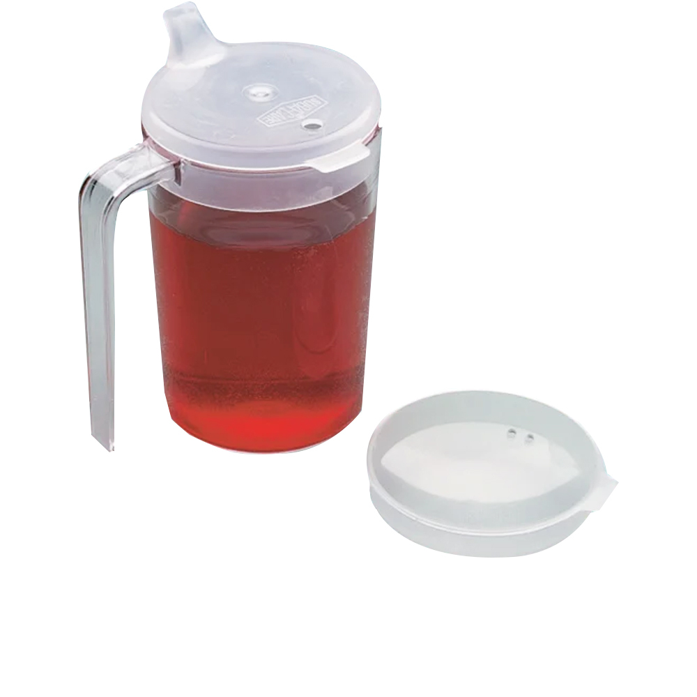 Clear cup with two lids lifestyle