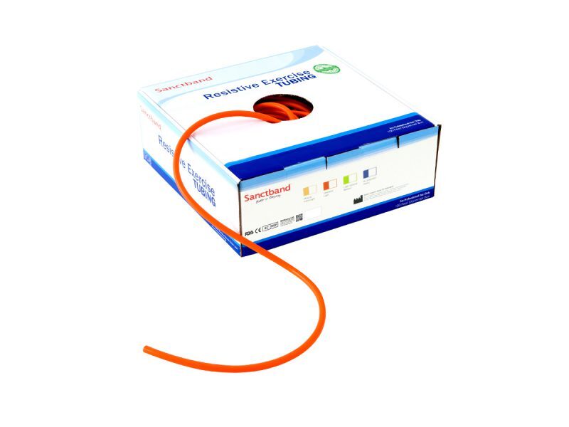 Resistive exercise tubing dispenser orange 800x600